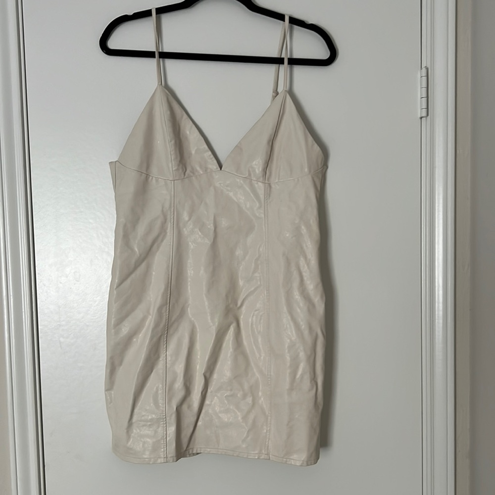Faux White Leather Mini Dress